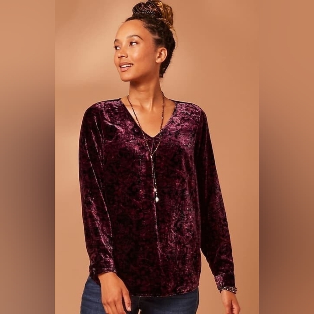 J Jill NWT Velvet Purple Mauve Floral Top 2X